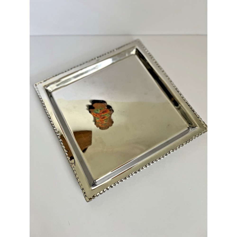 Michael Aram Molten edge square collection stainless silver tray *flaw* 9x9
